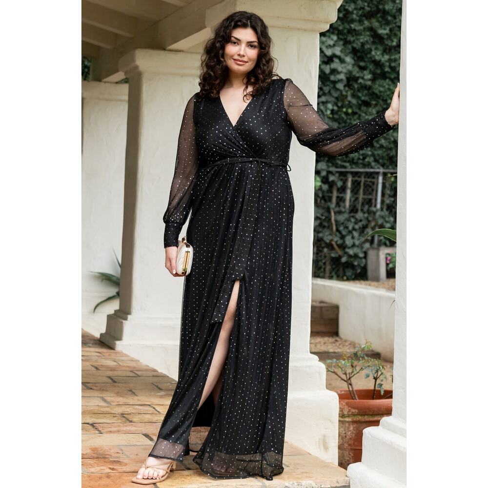 Baltic Born Black Maxi Dress with Silver Dots